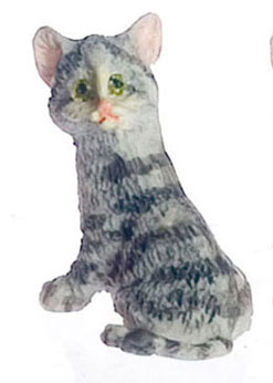 Dollhouse Miniature Kitten, Gray